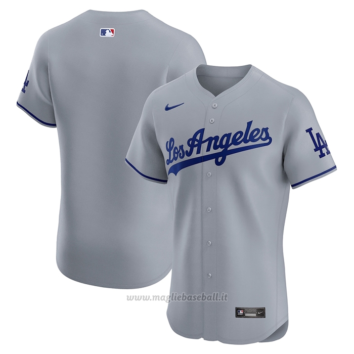 Maglia Baseball Uomo Los Angeles Dodgers Road Vapor Premier Elite Patch Grigio